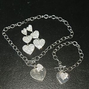 Paparazzi Silver Heart Necklace and Earring Set